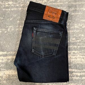 MOMOTARO DENIMIO MENS JAPANESE SELVEDGE SLIM JEANS NAVY BLUE POCKETS SIZE 31